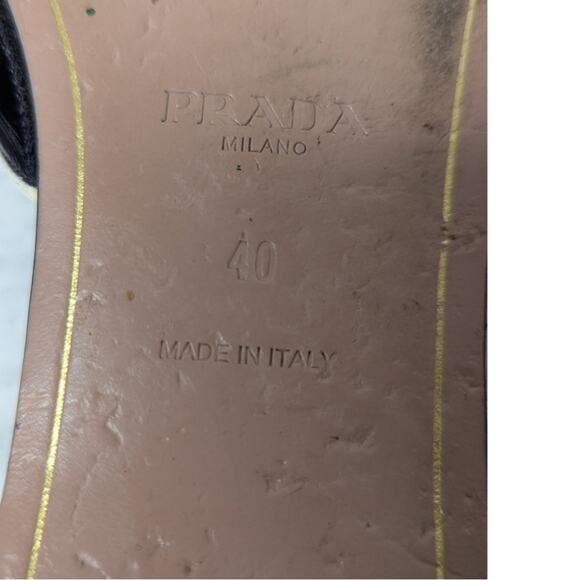 Prada black slip on flats mules logo designer career trendy size 40. US size 10 - Picture 2 of 11